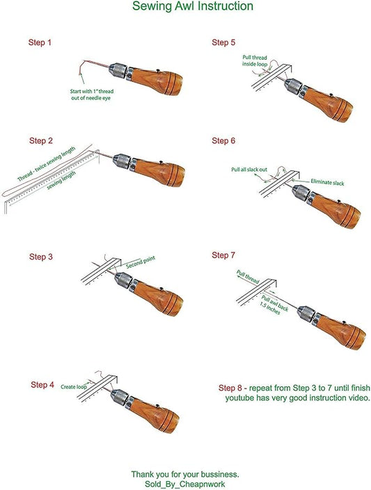 Swift Stitch Hand Sewing Awl Kit Leather Canvas Repair Saddles Coat Seat (Waxed Black Thread)