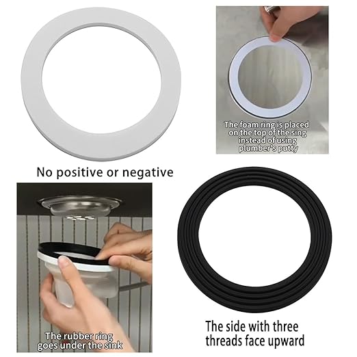 EPE & Rubber Sink Strainer Seal Kit for 3-1/2 Inch Drains | 2 O-Rings Gasket + 2 Seal Ring Washers | No Plumber's Putty Needed | US Standard Drain Compatibility 