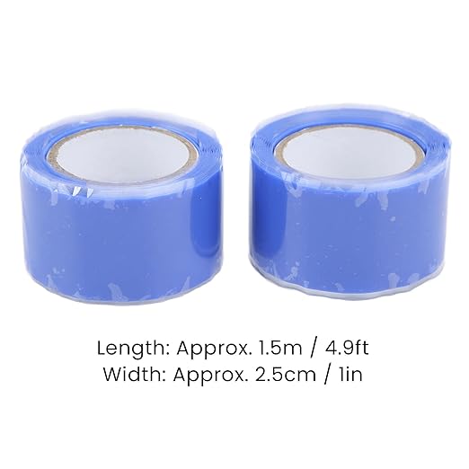 Self Fusing Silicone Tape High Temperature Adhesive Tape for Plumbing Repairs Hose Leak Fixing 2 Rolls 1.5m x 2.5cm (Blue)