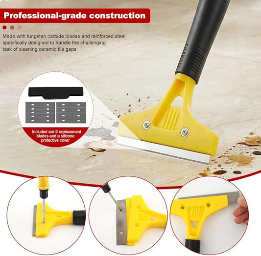 37Pcs Grout Removal Tool Kit,Hand-Grout Saw and Caulk Remover Tools Set,with 9Pcs Extra Blades,Caulking Removal Tools for Cleaning Ceramic Tile Joints and Corners