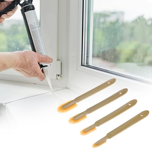 QWORK 8 Pcs Caulking Tool Kit, Flexible Silicone Caulk Smoother & Finishing Spatula Set, Assorted Sizes for Corners, Seams & Joints, Non-Scratch Caulk Finisher