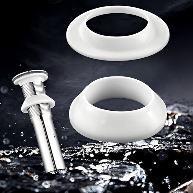Drainage Seal,Universal Basin Drain Gasket Replacement Parts,Thickened Silicone Sealing Ring for Bathroom Sink Drain Stopper,Includes Top and Bottom Washers Seals (White-2 Sets)
