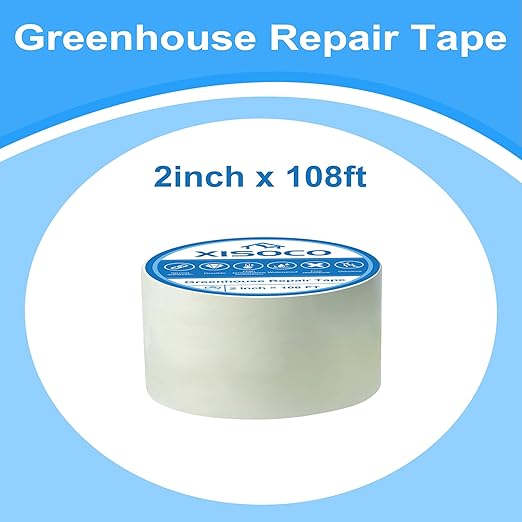 2Inch x 108FT Greenhouse Repair Tape, Greenhouse Tape Heavy Duty Waterproof, UV-Resistant Tent Clear Repair Tape Greenhouse Plastic Sheeting Coverings Film Tape for Sealing and Seaming