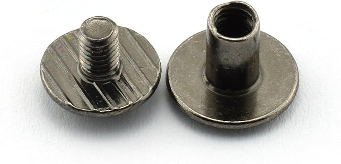 LQ Industrial 15 Sets Chicago Screw Round Slotted Head Carbon Steel Binding Screws Rivet Book Binding DIY Leather Craft Assembly Bolt 1/4" Black