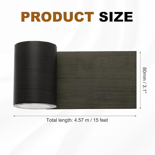 uxcell Wood Grain Repair Tape, 3.1" x 15ft Self Adhesive Wood Grain Colored Duct Tape Waterproof Repair Patch for Furniture Floor Scratch Fix, Baseboards, DIY Decor, Black
