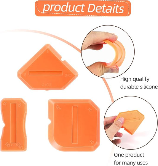 3 Pcs Silicone Caulking Tool Set, Sealant Grout Finishing Tools for Kitchen Bathroom Floor, Professional Caulking Tools Kit, Reusable caulk Smoothing Applicator, Easy to Use Caulk Finishing Tool Set.