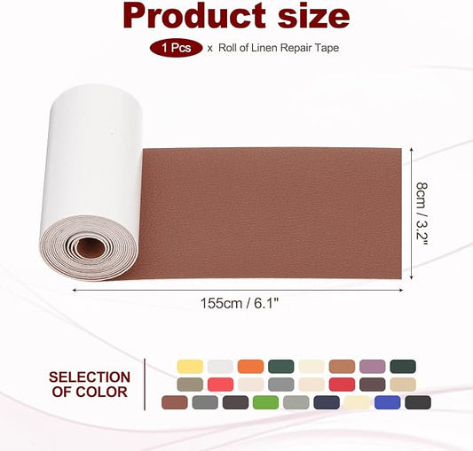 PATIKIL Leather Patches Tape for Furniture, 3.2 x 61 Inch Self Adhesive Vinyl Leather Repair Kit Cover Sheet for Couch, Sofa, Car Seats, Office Chair, Caramel Brown
