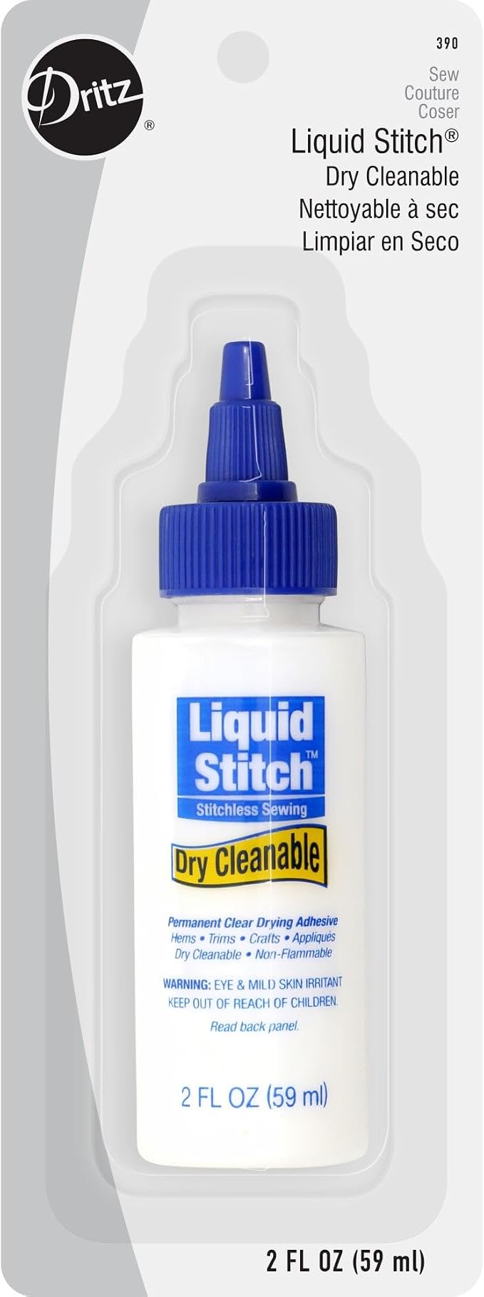 Dritz Liquid Stitch Dry Cleanable Fabric Adhesive, 2-Fluid Ounce, Clear, 2 Fl Oz