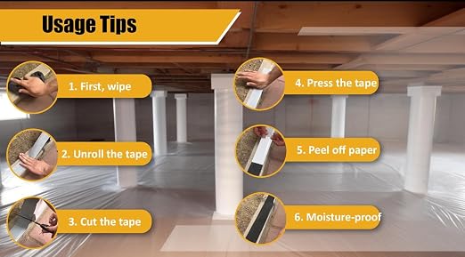 Bghdas - 1 Pack Butyl Sealant Tape 2" X 90' - Double Sided - Black Vapor Barrier Butyl Tape for Wall of Crawl Space, Rv Windows, Deck Boat, Crawlspace (Waterproof, Weatherproof)