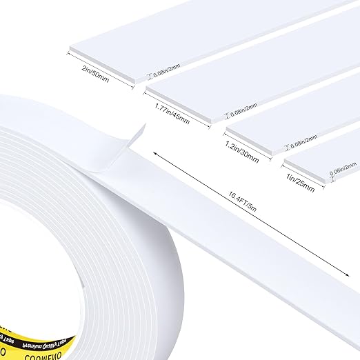 Single-Sided Adhesive EVA Foam Tape 2in x 16.4FT,White Foam Weather Stripping,Door Seal & Window Insulation Tape,Waterproof Sound Proof Seal Strip for Doors,Windows,Garage Door & Gap Sealing