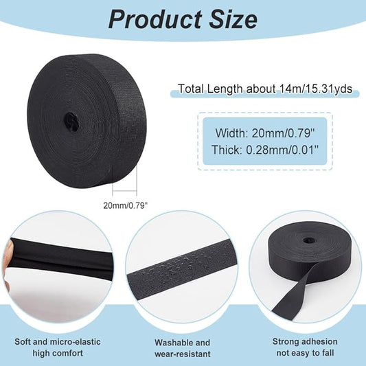 AHANDMAKER Waterproof Seam Tape for Jackets Flat 45.9Ft TPU Cloth Heat Sealing Tape, 0.79'' Iron-On Seam Sealing Tape for Tent Repair Fix Fabric Outdoor Jacket Rain Gear Clothing, Black