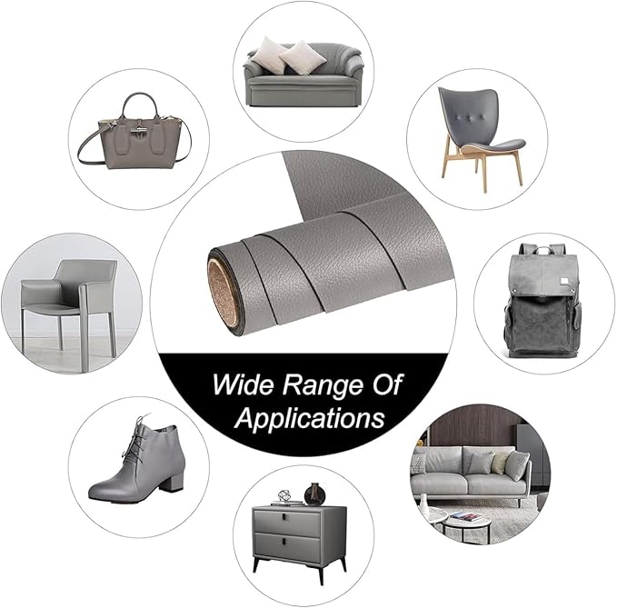 Leather Repair Patch, 24 x 54 Inch, Self Adhesive Leather Repair Tape, Large Vinyl Patch Kit, Vinyl Repair Tape, for Couches, Car Seats, Chairs, Furniture (Dark Grey)