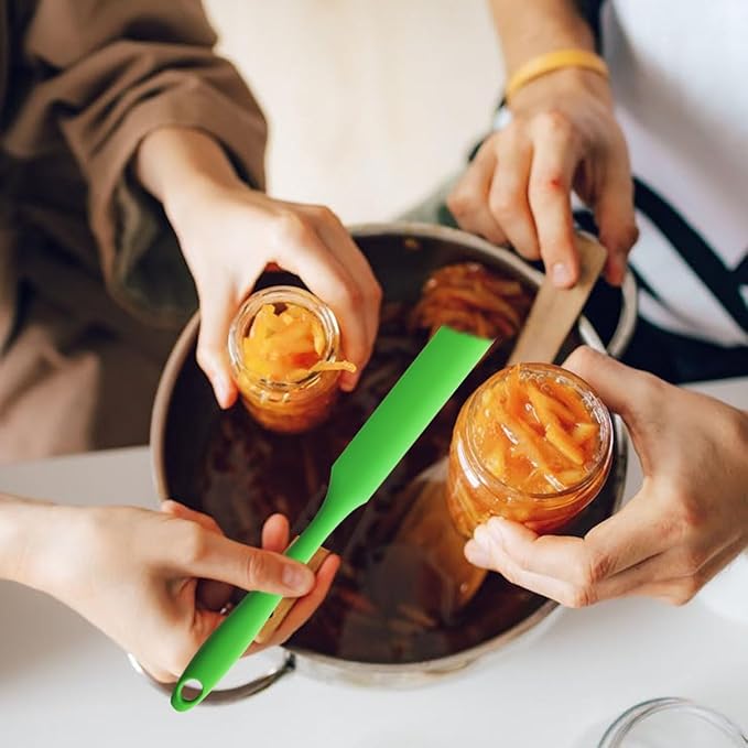 5-Pack 9.69 Inch Silicone Spatula Set, Heat Resistant Jar Scrapers with Long Handles, Non-Stick Butter Spreaders for Cake Frosting, Jam, Kitchen, Bakery, Mixing Bowl, Dishwasher Safe