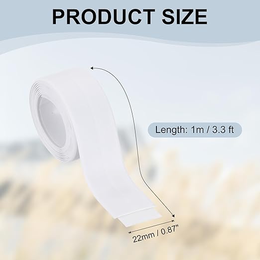 PATIKIL 1" x 3.3 ft Caulk Tape, Caulk Strips PVC Self Adhesive Caulking Tape Waterproof Edge Protectors for Bathroom Accessories Kitchen Countertop, White