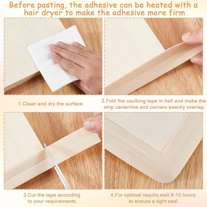 CRASPIRE 2 Rolls 10.5 Feet Bathtub Sealing Strip Waterproof Sealant Tape Beige PVC Stain Proof Self Adhesive Bathroom Toilet Edge Protector Caulking Replacements Strips for Kitchen Bath Floor Caulk
