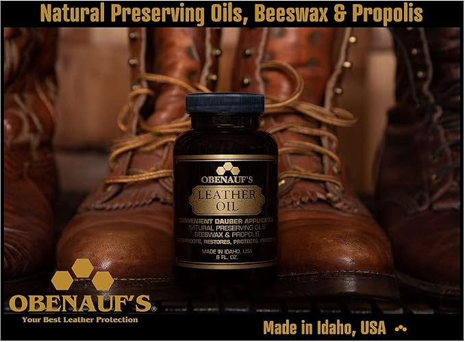 Obenauf's Leather Oil - Leather Conditioner (8oz) - Restore and Protect Leather Boots, Jackets, Purses as Well as Car Leather, Leather Furniture and Much More - Made in The USA (with Applicator)