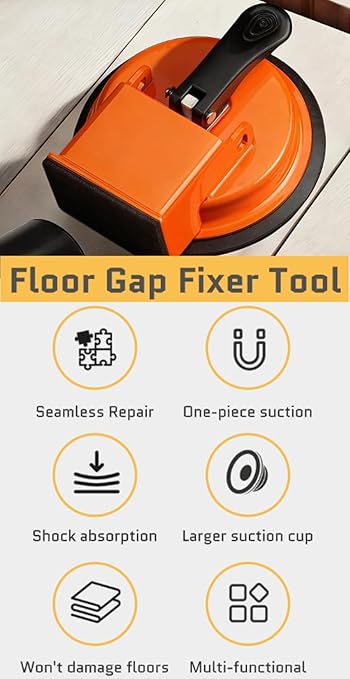 Floor Gap Fixer Tool, a Floor Joint Repair Tool Suitable for Solid Wood and Vinyl Flooring; a Carbon Steel Suction Cup with a Rubber pad, Designed to Fill Unsightly Seams