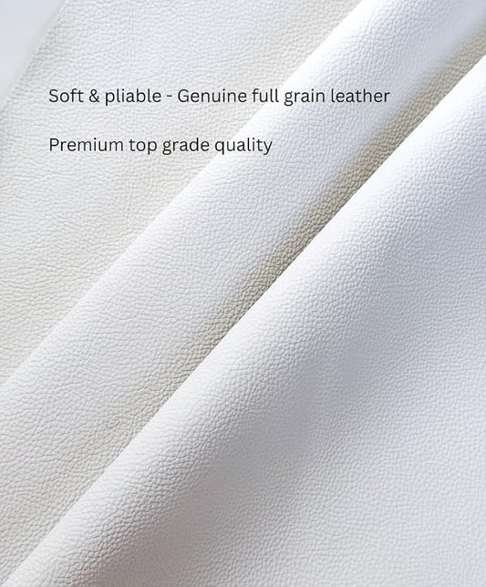 12'' x 24'' Genuine Full Grain Cowhide Leather Sheet — Soft Leather for Upholstery Repair, Handbags, Wallets, Sewing, Crafts, & DIY Projects — 1.1-1.3mm (3oz) Pre-Cut (White, 3 Pieces)
