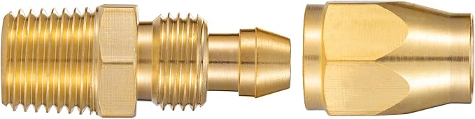 Soild Brass 4pcs 1/4" Barb(1/4" ID Polyurethane Hose) x 1/4" NPT and 4PCS Soild Brass Air Reusable Splicer For 1/4-Inch ID Hose