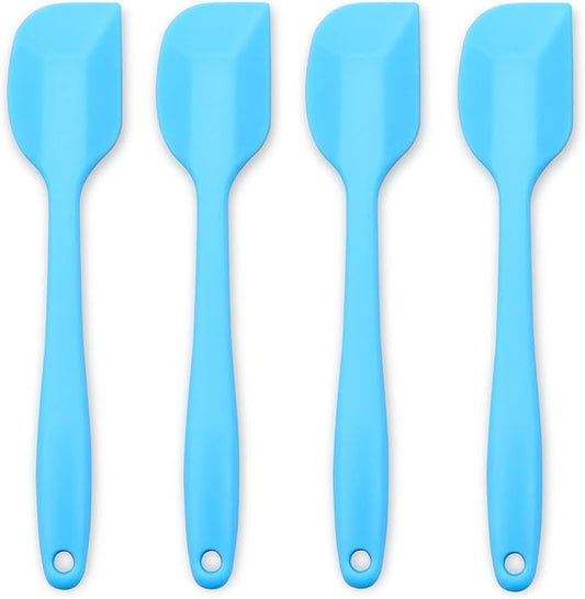 4‑Piece Silicone Spatulas Set Heat Resistant 600°F Seamless Steel‑Core Rubber Spatulas for Nonstick Cookware ALLWIN HOUSEWARE Uniform Length Kitchen Spatulas for Cooking & Baking, Blue