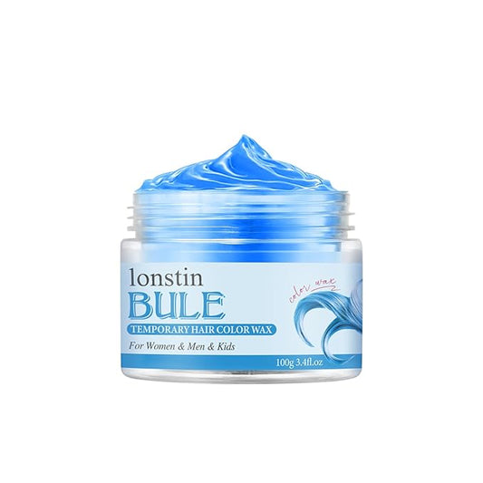 Temporary Hair Color for Kids, lonstin Blue Hair Dye Gel Mud Cream Washable Hair Wax Color Paint Wax Dark Hair Makeup for Women Men Halloween Party