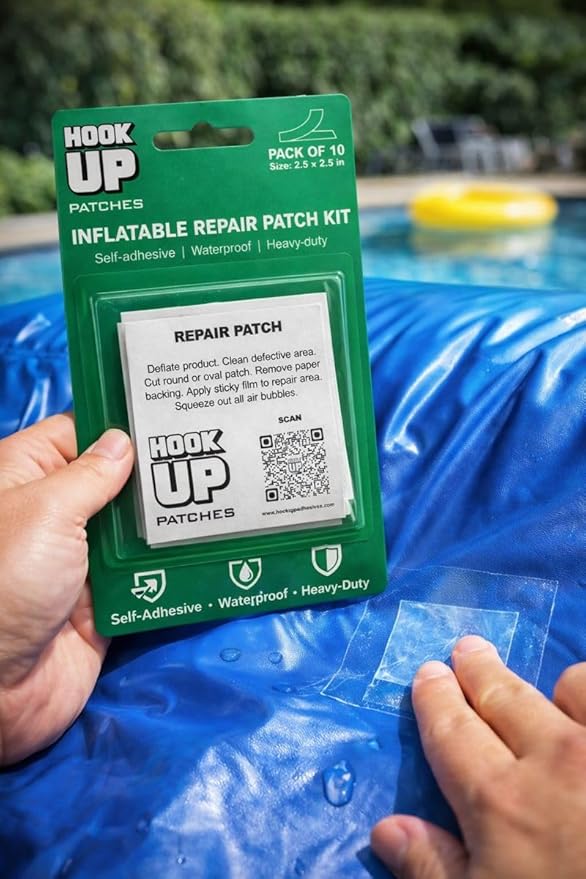 HOOK UP 4 in x 84 in Inflatable Patch Roll – Heavy Duty Adhesive Vinyl Repair Tape for Air Mattresses, Pool Floats, Inflatables & PVC, Waterproof Flexible Patch Tape for Quick Leak Fixes