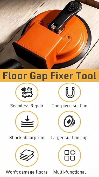 Floor Gap Fixer Tool,Heavy Duty Floor Gap Fixer Tool,Laminate Flooring Tools with Enhanced Suction Cup & Sticky Pads for Wood Floor, Tile,Laminate, Vinyl Plank, Hardwood(Orange)