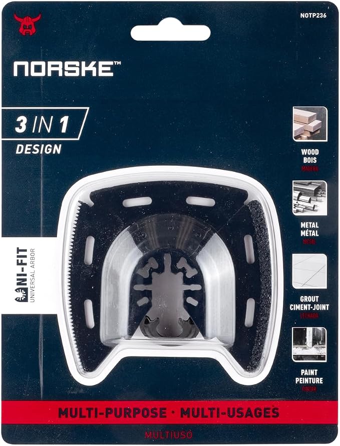 Norske Tools NOTP236 3-in-1 Cutting, Scrapper & Rasping Oscillating Multi Tool Accessory | Oscillating Saw Blades