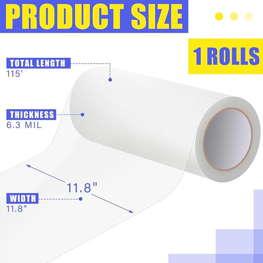 11.8'' x 115' Greenhouse Repair Tape 6.3 mil Thickness Heavy Duty Greenhouse Tape Clear UV Resistant Waterproof for Repairing Plastic Sheeting Polyethylene Film for Seaming Splicing