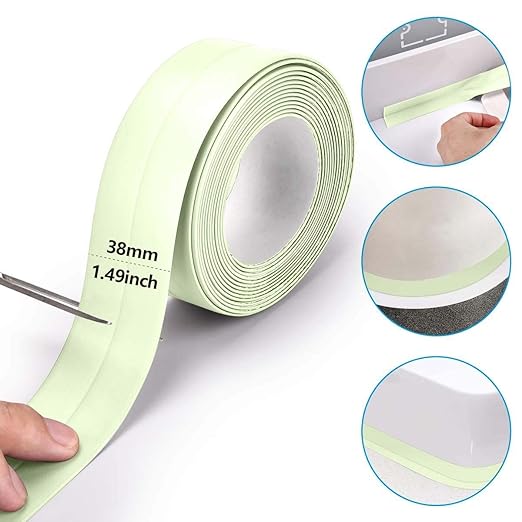 Bath & Kitchen Caulk Tape Sealant Strip, PVC Self Adhesive Tub and Wall Sealing Tape Caulk Sealer,Caulk Strip,sealant Tape,Shower Tile Sealer Adhesive sealant (Green)