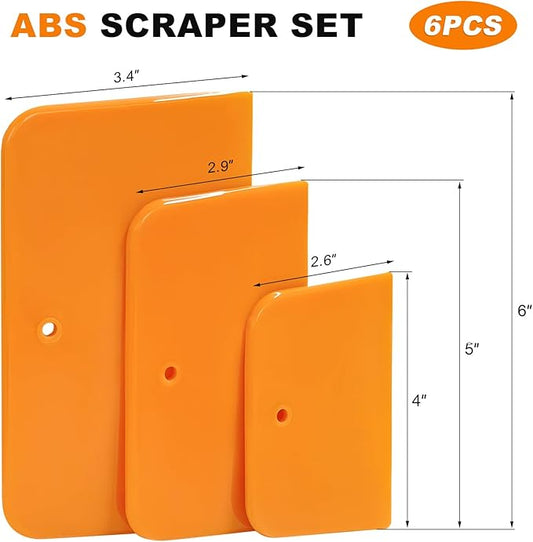 6 PCS Body Filler Spreaders, 4" 5" 6" Reusable Squeegee Flexible Car Body Filler Spreader Tool, Plastic Maintenance Tool for Automotive Applying Fillers Putties Glazes Caulks