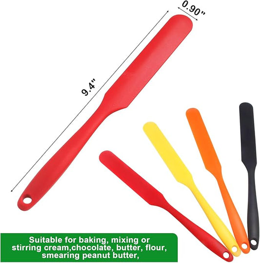 4 Pcs Silicone Jar Spatulas, Non-Stick Heat Resistant Cake Cream Spatulas Set, 9.8 inch Cake Cream Butter Spatulas(4 colors)