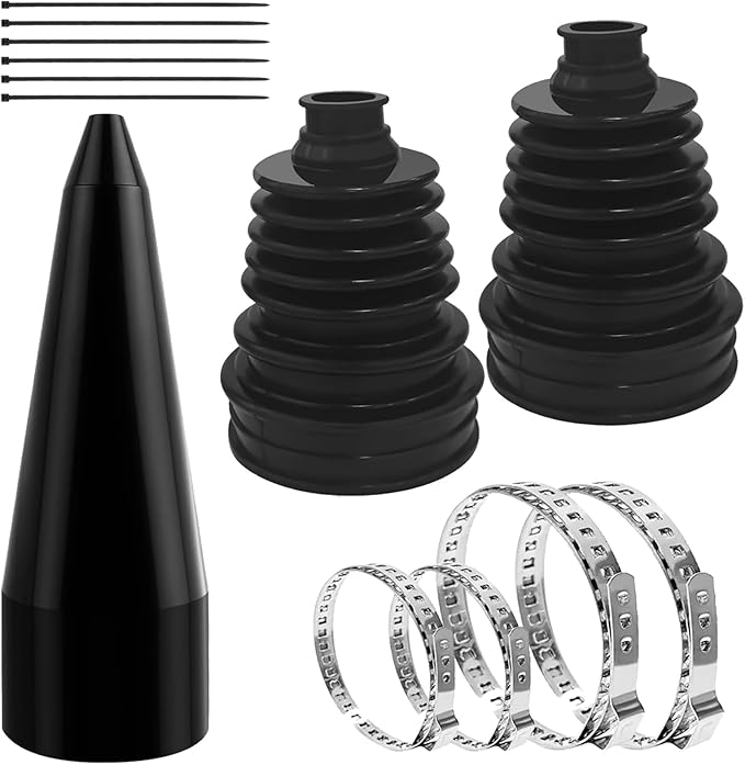 2PCS Silicone CV Boot Repair Kit with Expander Tool and 4 Stainless Steel Clamps Fits for 2.41" 2.81" 3.43" Calibers CV Axle and Tie Rod Joint Universal CV Joint Boot Dustproof and Waterproof