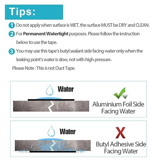 Butyl Tape Waterproof Sealing Tape 2in x 33ft, Self-Adhesive Aluminum Foil Tape for Metal Roof, RV Awning, Carport Fixing, Rubber Roofing, Pipe Sealant, Gutters and Skylights Patching