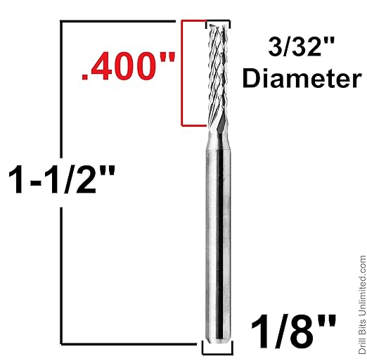 3/32" Grout Removal Tool Tile Cutting Bit - Five Pieces - Solid Carbide Made in USA