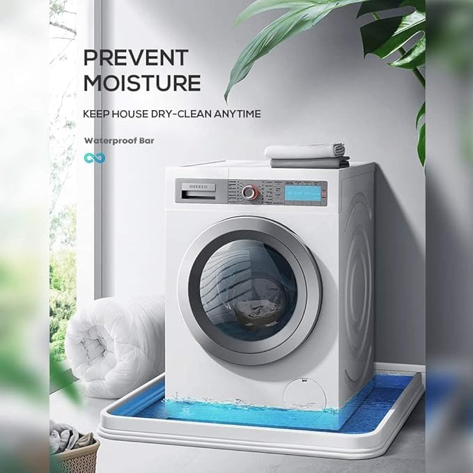 Hi-Na 3ft/5ft/6ft/8ft/10ft Collapsible Shower Threshold Water Dam Water Barrier for Shower and Water Stopper Keeps Water Inside Water Threshold for Wet and Dry Separation (5ft, White)