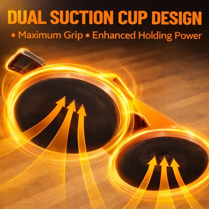 Floor Gap Fixer Tool with Dual Silicone Suction Cups & Rubber Hammer – 45° Angled Striking Surface, Includes Adhesive Pads – for Laminate, Vinyl Plank, SPC & Engineered Hardwood Floors