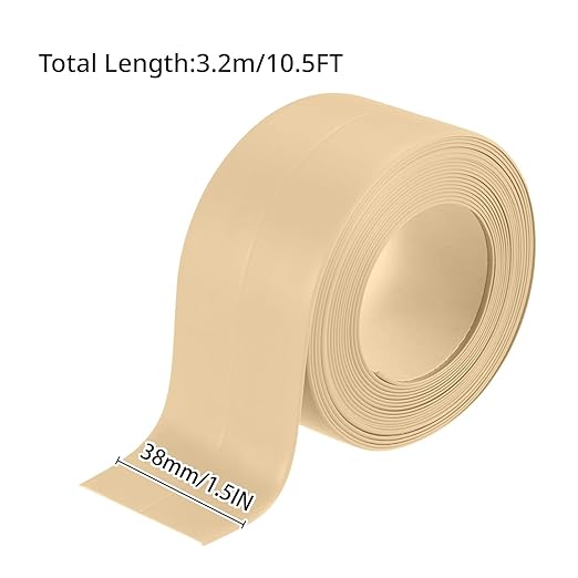 3 Rolls Caulk Tape Self Adhesive Caulk Strip Waterproof,Beige Caulking Sealant Trim for Bathroom, Caulk Sealing Strip for Toilet Sink Edge Protector with Sealing Tool (10.5Ft x 1.5In)