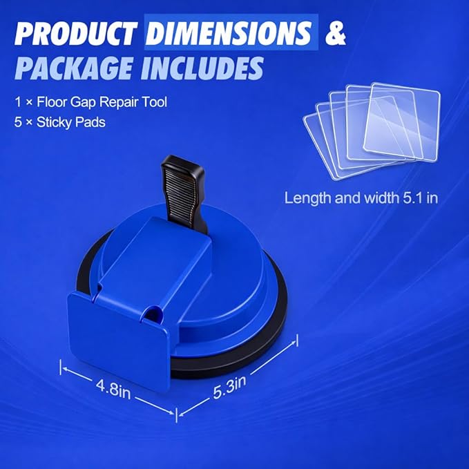 Floor Gap Fixer Tool with Enhanced Suction Cup & Sticky Pads – Easy Laminate, Vinyl & Wood Flooring Gap Repair Tool for Smooth and Textured Floors
