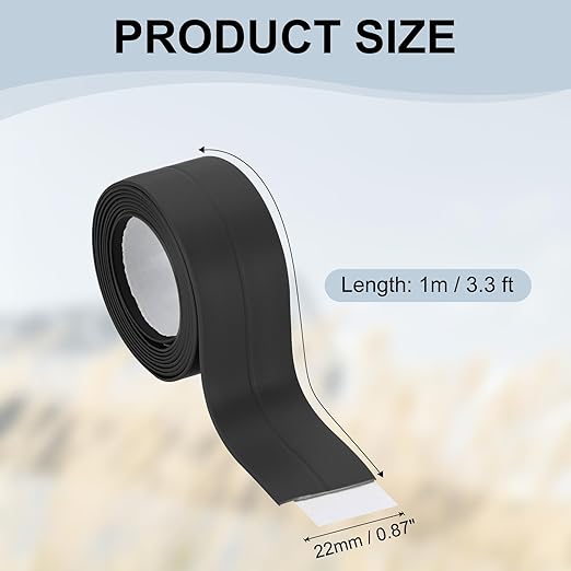 PATIKIL 1" x 3.3 ft Caulk Tape, Caulk Strips PVC Self Adhesive Caulking Tape Waterproof Edge Protectors for Bathroom Accessories Kitchen Countertop, Black