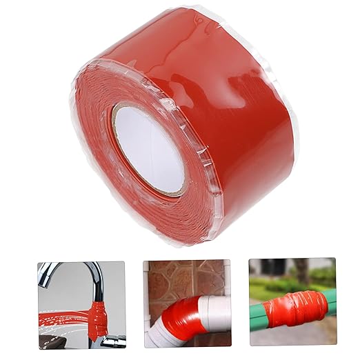 Amosfun Silicone Seal Tape for Plumbing Flexible Leak Repair Tape Self Adhesive for PVC Ppr Metal Pipes Emergency and Routine Maintenance Red
