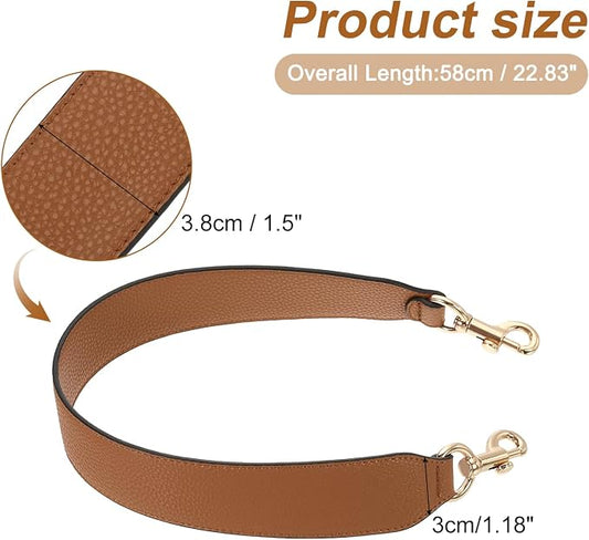 uxcell 22.83 Inch PU Leather Short Bag Strap with Clasp, Purse Handles Handbags Replacement Straps for Clutch Bag Crossbody Underarm Bags, Brown, Gold Buckle