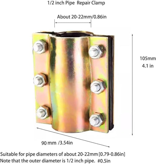 1 Pcs Water Pipe Repair Clamp for 1/2 inch Pipe(Apply OD:0.79-0.84 inch),Leak Sealer for Pipes and Plumbing,Length About 4 inch,Suitable for PVC/PE/PPR Pipes,Steel/Iron Pipes