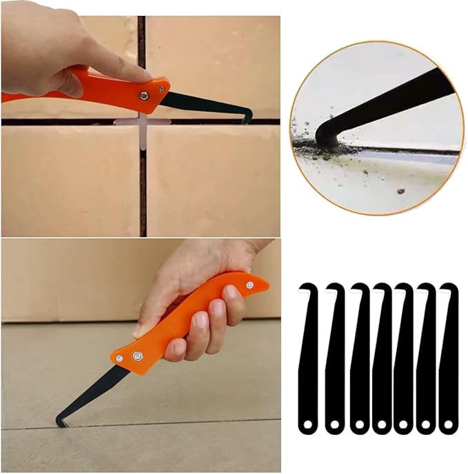 10 Pack Tile Grout Saw Blade Replacement Grout Remover Tool Angled Blade Parts for Grout Removal Tool Tile Caulk Remover Grout Scraper Rake Tile Joint Cleaning Knife Cleaner Caulk Removal Tools