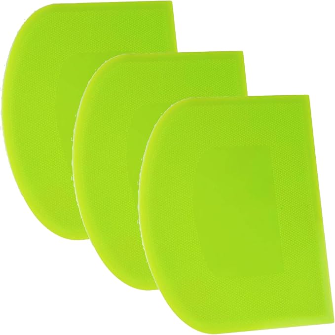 SURDOCA Dough Scraper Bench Scraper - 3P 13x7.9" Plastic Flexible Bowl Scraper, Sharp Edge & Angles Cake Scraper. Non-Slip Bakeware Decorating Tools Sculpting & Modeling Tools - Pure Green