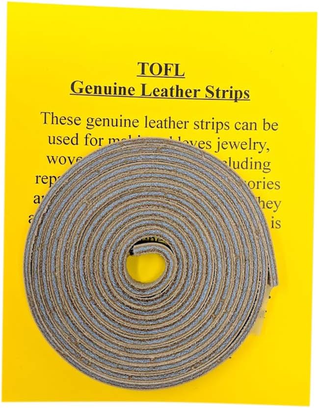 TOFL Genuine Leather Strap, Top Grain Cowhide Craft Strip – Beige (3 Pack) | 72" L x 3/8" W x 1/8" Thick | Suede Backing | Leather Craft Supplies | Easy to Cut & Stitch | DIY Projects & Repairs | 7–8 oz