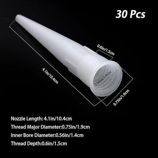 30 Pcs 4 Inch/10cm Caulking Nozzle Tips,Plastic Caulking Gun Extender Caulk Nozzles Tip Tool for Seamless Caulk Nozzles Applicator,DIY Home Improvement (White)