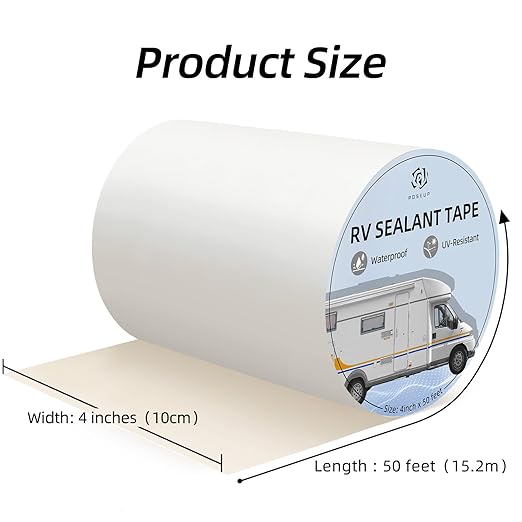 RV Roof Repair White Tape, 8 Inch X 50 Feet, RV Repair Seal Tape for Camper Roof Repair, Trailer Roof Sealant, Stop Camper Roof Leaks, UV-Resistant, Weatherproof