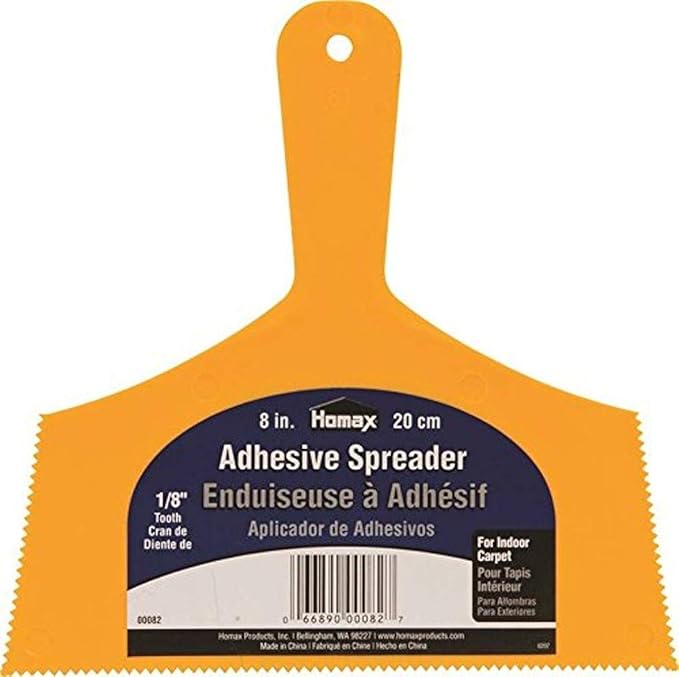 Homax Adhesive Spreader, Yellow, 8", 1/8" Tooth, Spreader for Indoor Carpet, 1 Count