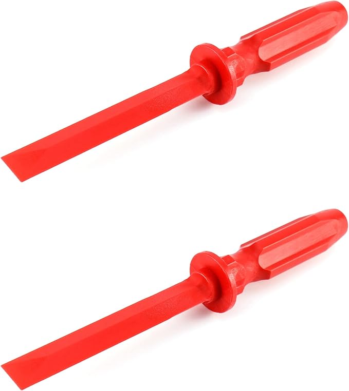 QWORK Chisel Scraper, 2 Pack (7/8") Wheel Weight Remover, Non-Marring Plastic Scraper Remover Tool Kit, for Adhesive, Caulk, Gasket Decals Emblem Moldings
